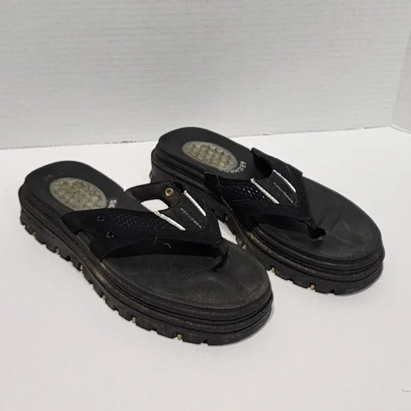 Skechers G-Tech Chunky Black Jammers‎ mens size 8 90s to Y2K